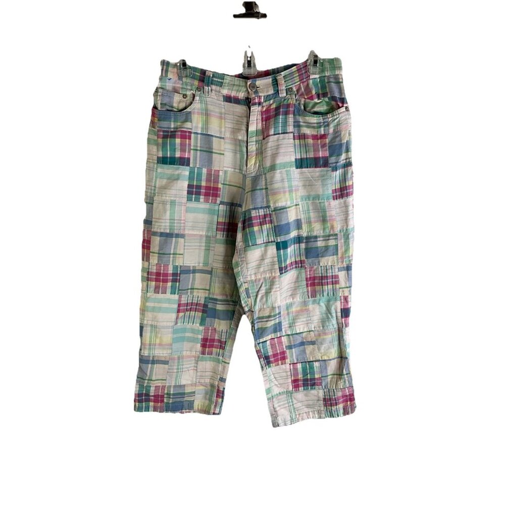 Vintage 90s Lauren Ralph Lauren Rainbow Madras Plaid Cropped Capri Pants 10